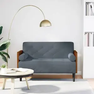 VidaXL divvietīgs dīvāns modelis 4100602 tumši pelēks 110 cm ar veltņspilveniem