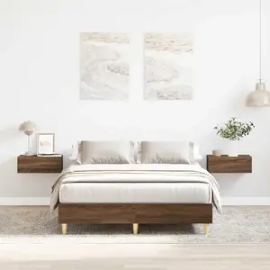 Рама кровати VidaXL 861072 Коричневый дуб клееная древесина 135x190 см без матраса