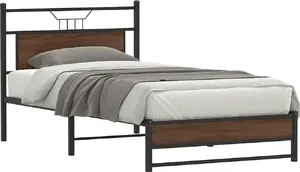 Каркас кровати VidaXL модель 4107010, отделка коричневый дуб, 100 x 190 см, без матраса