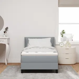 Кровать BOX SPRING с матрасом VidaXL 90 x 200 см светло-серая ткань