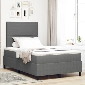 Кровать box spring VidaXL с матрасом 120x200 см, светло-серый вельветовый материал
