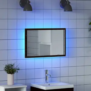 Зеркало для ванной с LED подсветкой VidaXL, черный дуб, 60 x 8,5 x 37 см