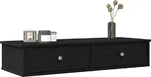 Настенная полка с ящиками VidaXL 100 x 37,5 x 19 см, чёрная