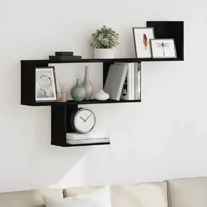 Настенная полка VidaXL 100x15x70 см, отделка «чёрный дуб», древесностружечный материал
