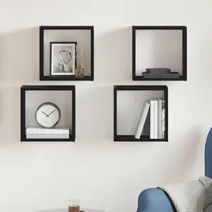 Настенные кубообразные полки VidaXL, набор из 4 шт., цвет «черный дуб», 30x15x30 см