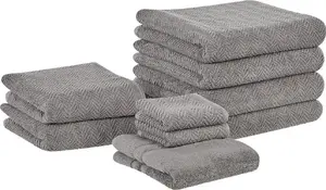 Towel set Beliani MITIARO – 9 cotton terry towels, grey