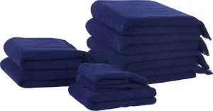 Towel set Beliani 9-piece cotton terry blue — assorted sizes