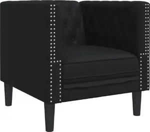 Krēsls VidaXL Chesterfield, melns, apvilkts ar mākslīgo ādu