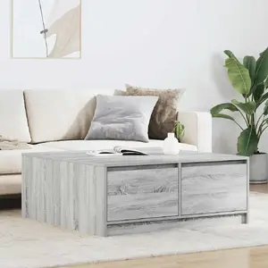 Журнальный стол VidaXL с ящиками, серый Sonoma, 100 x 100 x 40 см