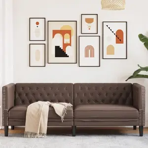 Диван Chesterfield 3‑местный VidaXL, коричневый, обивка из искусственной кожи
