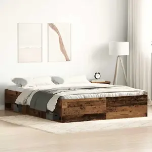 Каркас кровати VidaXL модель 3329312, старое клееное дерево, 150x200 см, без матраса