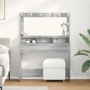 Зеркальный шкаф VidaXL 100 x 41 x 135 см серый сонома