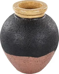 Decorative terracotta vase Beliani DAULIS 31 cm, black and pink