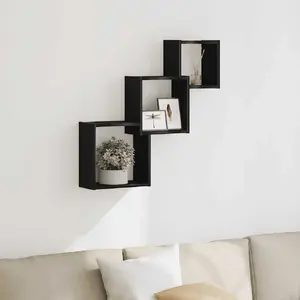 Настенная кубическая полка VidaXL 68x15x68 см, цвет черный дуб