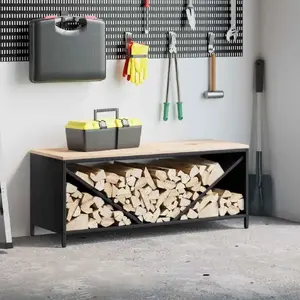 Wood log rack with wooden top VidaXL 100.5×35.5×40 cm for firewood storage