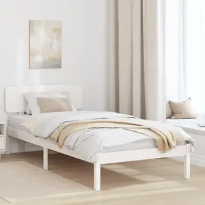 Каркас кровати с изголовьем VidaXL 90x200 см массив сосны белый