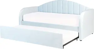 Кровать Beliani EYBURIE 90 x 200 см синяя велюр с выдвижным спальным местом