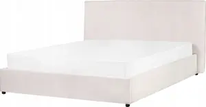 Кровать с ящиком Beliani LAVAUR 160 x 200 см велюр слоновая кость