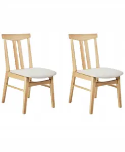 Dining chair set Beliani AVALON — 2 chairs, wooden frame, light beige upholstery