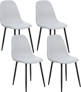 Dining chair set Beliani CRANDALL 4-piece, light gray upholstery, modern design