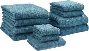 Towel set Beliani ATAI — cotton, blue, set of 11 pieces