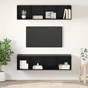 Комплект тумб под ТВ VidaXL 3393526, 2 шт., цвет чёрный дуб, 37 x 37 x 142,5 см