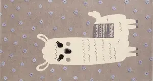 Детский хлопковый ковёр Beliani LUBUK 80 x 150 см с рисунком ламы, коричневый