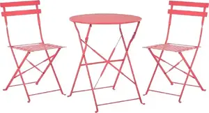 Balcony furniture set Beliani FIORI metal red – compact outdoor seating and table set