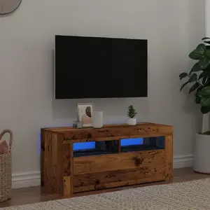 Тумба под ТВ с LED-подсветкой VidaXL, старое дерево, 90×35×40 см