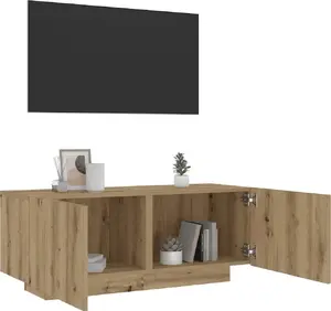 ТВ-тумба VidaXL модель 856354 с LED-подсветкой, цвет дуб artisan, 100 × 35 × 40 см