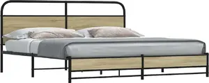 Металлическая рама кровати VidaXL модель 3318689, отделка дуб сонома, размер 180x200 см, без матраса