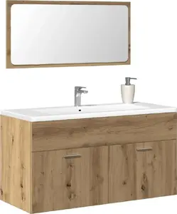 Vannas istabas skapītis ar spoguli VidaXL modelis 856382, ozolkoka tonis