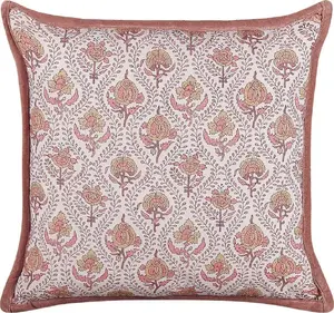 Decorative cotton cushion Beliani PICEA 45 x 45 cm red-white floral