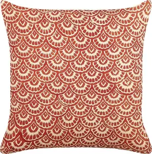 Decorative Cotton Pillow Beliani RHUS 45 x 45 cm geometric pattern red