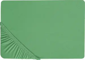 Fitted cotton bedsheet 200 x 200 cm green Beliani JANBU