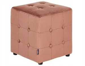 Pouf Beliani WISCONSIN 36x36x39 cm, peach velvet upholstery