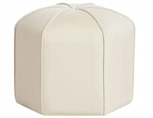 Pouf Beliani WISHEK Ø45 cm, light beige velvet, round footstool