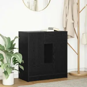 Комод VidaXL с ящиками и дверцами, отделка «чёрный дуб», 70,5×34×74,5 см