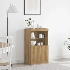 Приставной стол VidaXL Artisan с дубовой шпоновой отделкой, MDF — большой буфетный стол