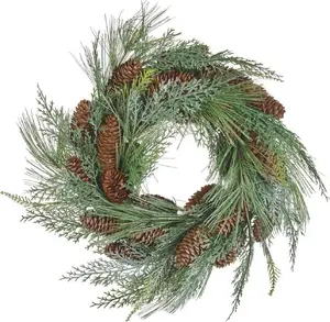 Christmas wreath Beliani ASTURIA Ø34 cm green — decorative holiday wreath