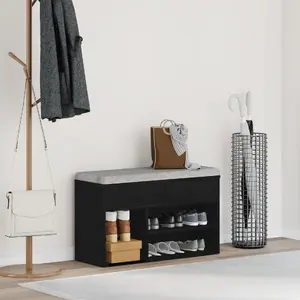 Shoe Bench VidaXL 60 x 30 x 45 cm Black Oak Wood Storage