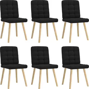Dining chairs set 6 pcs VidaXL, black fabric upholstery, armless, standard dining height