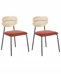 Dining chair set Beliani MAYETTA rattan, orange — 2 pieces