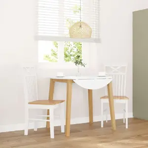 Dining chairs VidaXL 2 pcs white solid rubberwood – set of 2, wooden seat and back