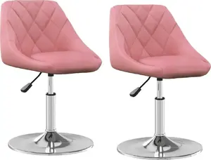Chair set VidaXL 2-piece pink velvet swivel dining chairs