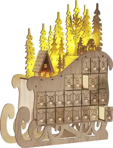 Decorative LED Sleigh Figurine Advent Calendar Shumee