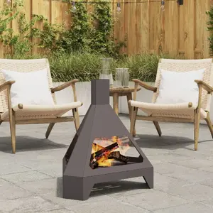 Костровая чаша VidaXL стальная треугольная 50 x 43 x 52 см, чёрная