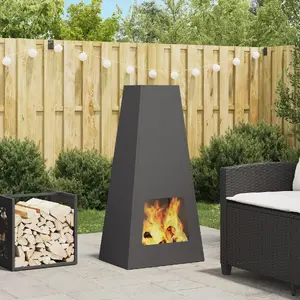 Садовый очаг VidaXL Чёрная стальная камин 50 x 30 x 100 см Термостойкий