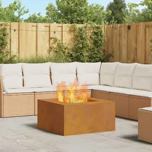 Костровая чаша VidaXL квадратная стальная 80 x 80 x 40 см, коричневая