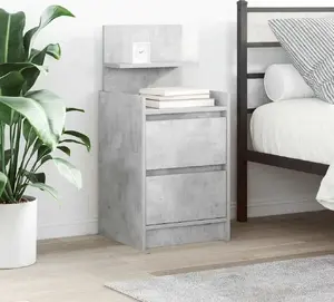 Тумбочка VidaXL модель 861361 с 2 ящиками, бетонно-серый, 38×34×80 см